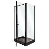 Душова кабіна 100x80x210 см INSANA Riccarda прямокутна низький чорний піддон ропашні двері, фото 4