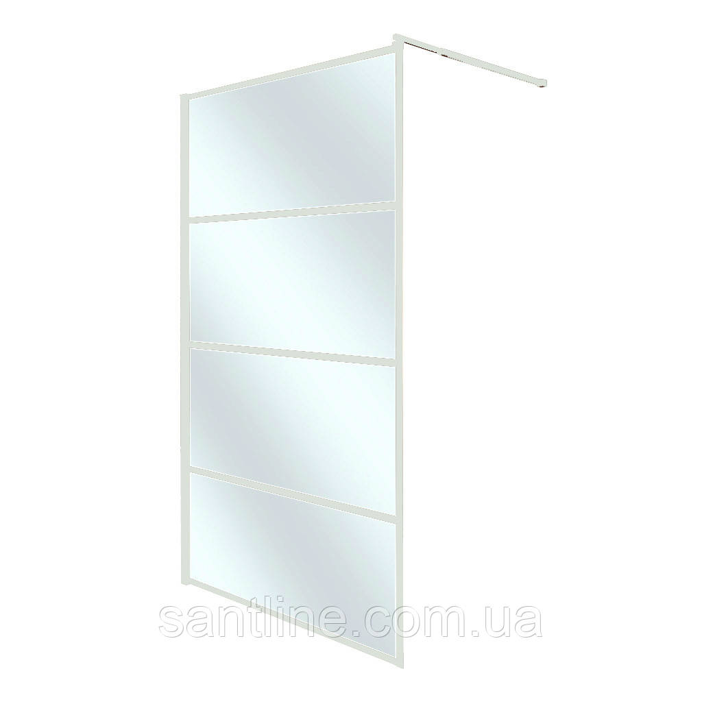 Душова перегородка Walk in INSANA Alba white 110x200 білий профіль прозоре скло 6 мм, фото 1