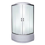 Гідромасажний бокс 96 RCW 100х100х215 душовий бокс Vivia глибокий напівкруглий піддон розсувні матові двері, фото 2