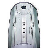 Гідромасажний бокс 96 RCW 100х100х215 душовий бокс Vivia глибокий напівкруглий піддон розсувні матові двері, фото 3