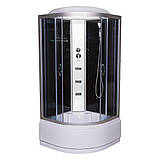 Гідромасажний бокс 96 RC 100х100х215 душовий бокс чорний Vivia глибокий напівкруглий піддон розсувні двері, фото 2