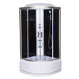 Гідромасажний бокс 96 RC 100х100х215 душовий бокс чорний Vivia глибокий напівкруглий піддон розсувні двері, фото 3