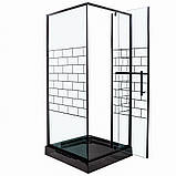 Душова кабіна INSANA BERTA 90х90х205 квадратна низький піддон прозоре скло розпашні двері, фото 3