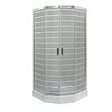 Душова кабіна 90х90х203 Insana Ida White P 92/5 W LN шестикутна низький піддон розсувні двері з малюнком, фото 4