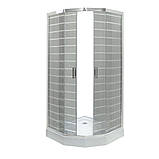 Душова кабіна 90х90х203 Insana Ida White P 92/5 W LN шестикутна низький піддон розсувні двері з малюнком, фото 3