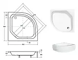 Душовий піддон Besco Diper II 80х80х30 см середньої глибини акриловий напівкруглий, фото 5