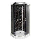 Гідромасажний бокс TKF 90-1 BG 90х90x215 см напівкруглий низький піддон розсувні двері сіре скло, фото 2