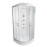 Гідромасажний бокс TKF 90-1 WG 90х90x215 см напівкруглий низький піддон матові розсувні двері сірий профіль, фото 2