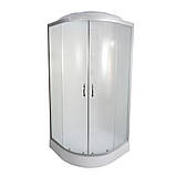 Гідромасажний бокс TKF 90-1 WG 90х90x215 см напівкруглий низький піддон матові розсувні двері сірий профіль, фото 3