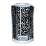 Гідромасажний бокс TKF 100-1 BG 100х100x215 см душовий бокс Vivia напівкруглий низький піддон розсувні двері, фото 2