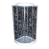 Гідромасажний бокс TKF 100-1 BG 100х100x215 см душовий бокс Vivia напівкруглий низький піддон розсувні двері, фото 3