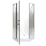 Душова кабіна 90x90x200 см Insana Ethna Puzzle P91 P п'ятикутна низький піддон прозоре скло з малюнком, фото 4