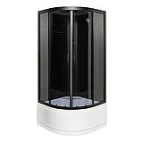 Душовий бокс Nero 95 RC 90х90х215 гідробокс Vivia чорний профіль розсувні сірі двері, фото 2