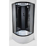 Душовий бокс Nero 95 RC 90х90х215 гідробокс Vivia чорний профіль розсувні сірі двері, фото 3