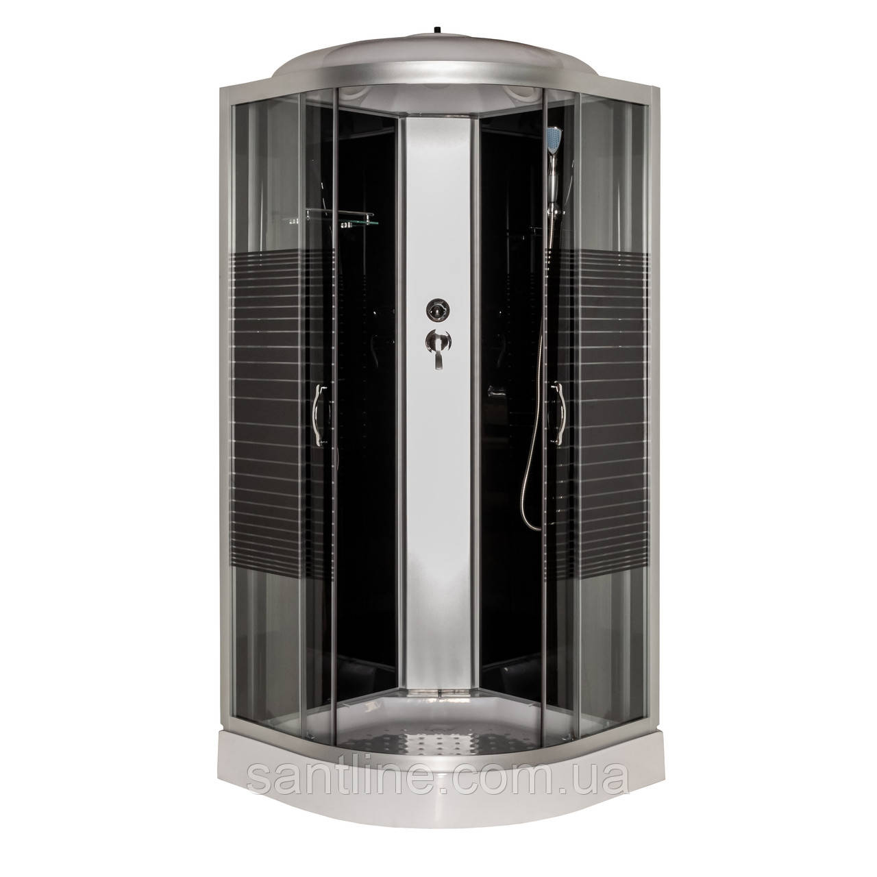 Душовий гідробокс 61 BF RC Black Line 90х90х210 чорна душова кабіна Vivia з малюнком на дрібному піддоні, фото 1