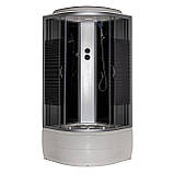 Гідромасажний бокс 95 BF JK Black Line 90x90x217 душовий бокс чорний Vivia глибоке скло з малюнком, фото 2