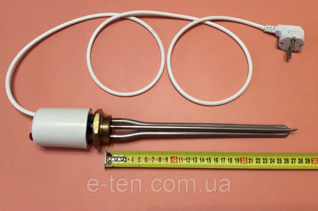 Тен нержавійка 500W (Туреччина) на різьбі 1 1/4" для чавунних батарей з італійським терморегулятором (з ковпаком)