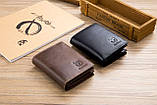 Чоловічий гаманець із натуральної шкіри. Шкіряний гаманець чоловічий портмоне зі шкіри Чорний, фото 3