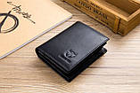 Чоловічий гаманець із натуральної шкіри. Шкіряний гаманець чоловічий портмоне зі шкіри Чорний, фото 2