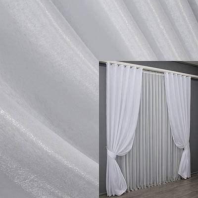 Атласні штори (2шт. 1х2,7м.) Монорей, колір білий. Код 805ш 31-210