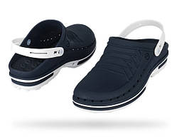WOCK Clog 03 + Strap White Navy Blue Спеціалізована взуття, з підвищеною стійкістю.