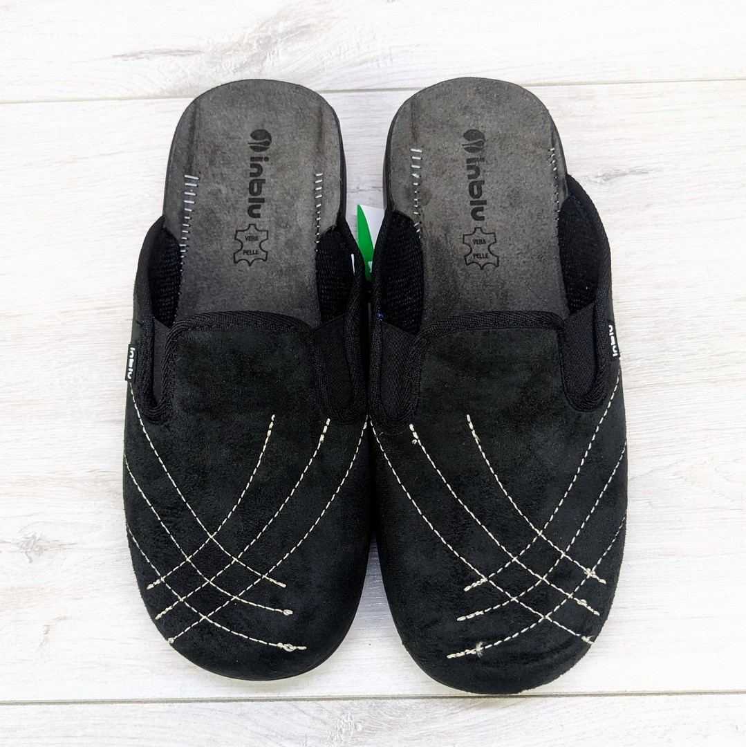 Тапочки чоловічі теплі закриті Inblu чорні з шкіряною устілкою 3309