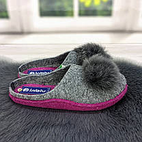 Жіночі кімнатні капці фетрові для ламінату Inblu сірі з хутірцем 2714, фото 4
