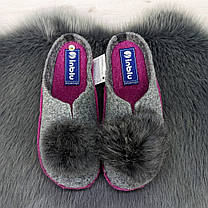 Жіночі кімнатні капці фетрові для ламінату Inblu сірі з хутірцем 2714, фото 3