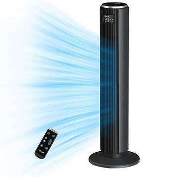 Баштовий вентилятор Levoit, 107,6 см, 12 швидкостей, 4 режими роботи, дуже тихий, пульт, чорний