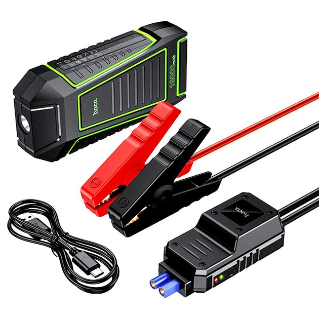 Пусковий зарядний пристрій автомобільного акумулятора бустер Hoco QS1 10000 mAh з power bank