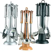 Кухонний набір (соусник, шумівка, ложка для спагетті, лопатка, картоплям'ялка, половник, підставка) Maestro