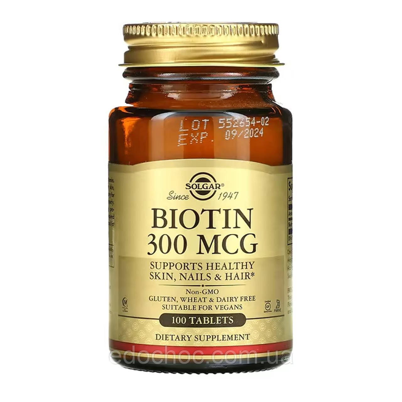Біотин (Biotin) 300 мкг 100 таблеток SOL-00280, фото 1