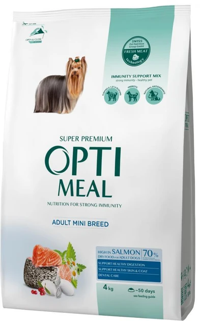 Optimeal (Оптиміл) сухий корм для собак малих порід з лососем 4 КГ