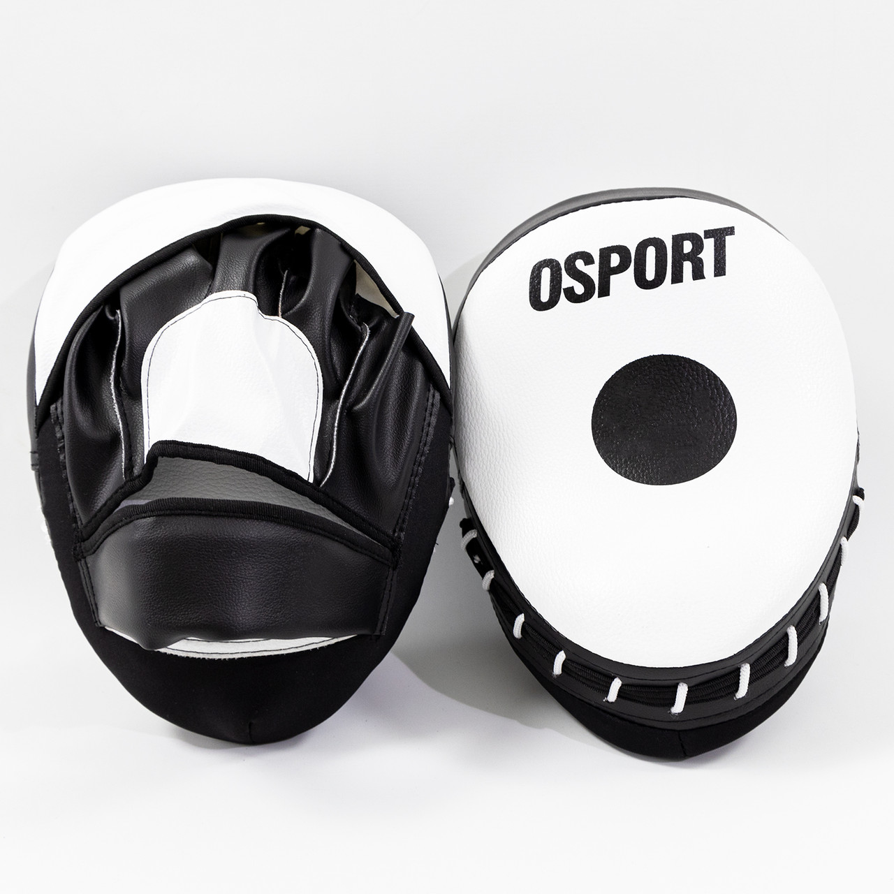 Лапы боксерские (для бокса) гнутые из кожвинила OSPORT Pro (bx-0090) Черно-белые