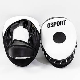 Лапы боксерские (для бокса) гнутые из кожвинила OSPORT Pro (bx-0090) Черно-белые