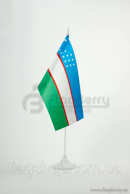 Прапорець Узбекистану, 13,5х25 см, атлас щільний,2-х сторонній, фото 1