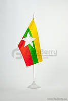 Прапорець Мьянми, 13,5х25 см, атлас щільний,2-х сторонній