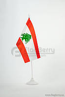 Прапорець Лівану , 13,5х25 см, атлас щільний,2-х сторонній