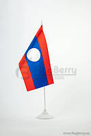 Прапорець Лаоса , 13,5х25 см, атлас щільний,2-х сторонній