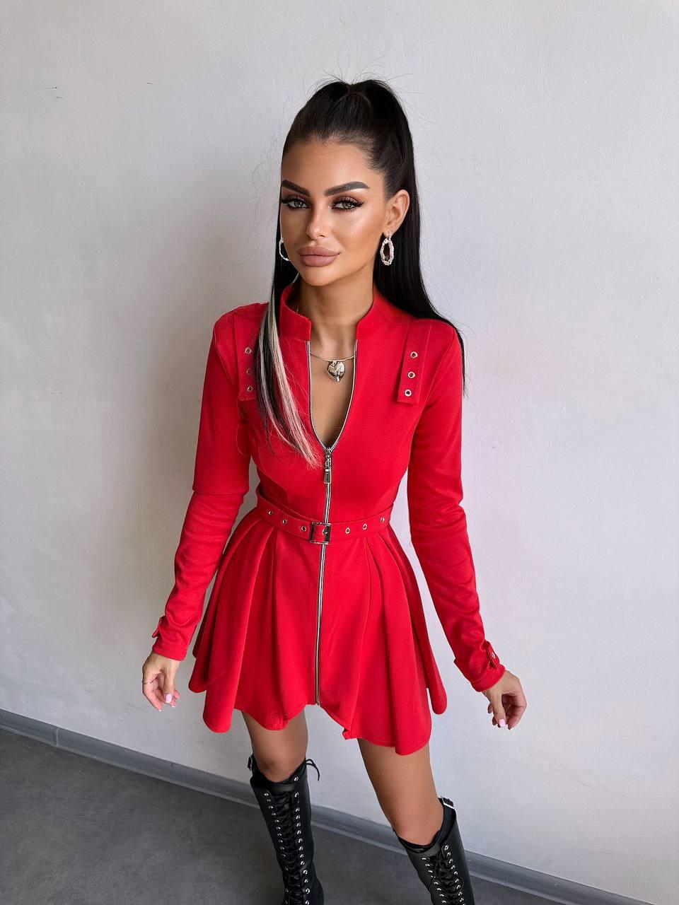 Приталене міні плаття з пишною спідницею та блискавкою на всій довжині (р. 42-44) 66PL5818Е, фото 1