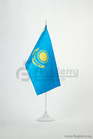 Прапорець Казахстану, 13,5х25 см, атлас щільний,2-х сторонній