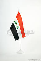 Прапорець Ірак, 13,5х25 см, атлас щільний,2-х сторонній