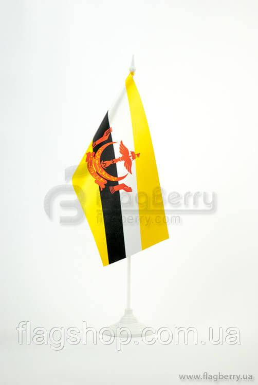 Прапорець Бруней, 13,5х25 см, атлас щільний,2-х сторонній