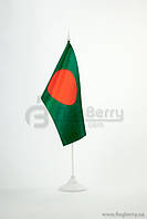 Прапорець Бангладеш, 13,5х25 см, атлас щільний,2-х сторонній