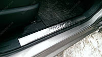 Накладки на пороги внутренние toyota Corolla (2013- ) (тойота королла), 4 шт. логотип , нерж.