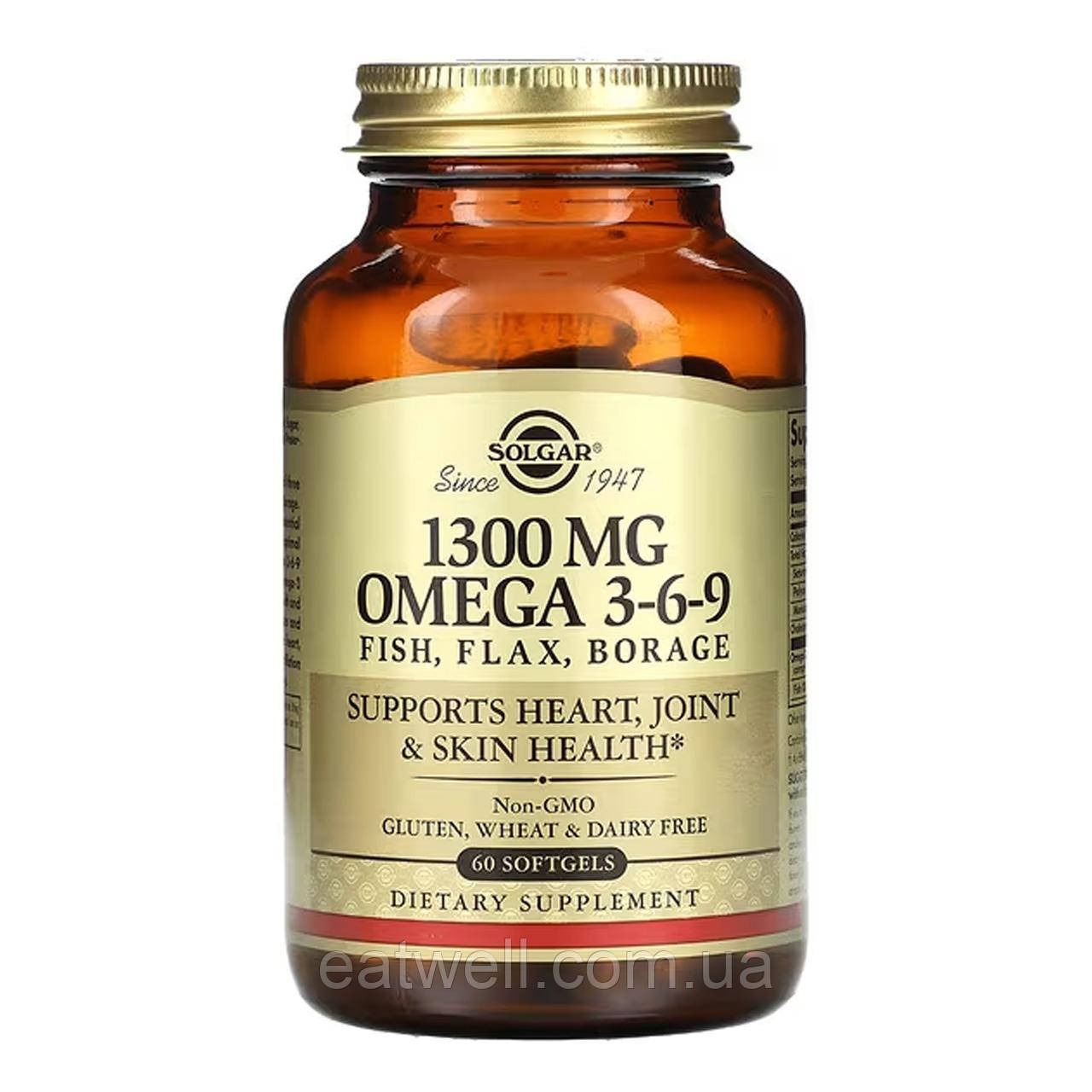 Риб'ячий жир з Омега 3-6-9 (EFA Omega 3-6-9) 60 капсул SOL-02027, фото 1