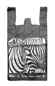 Пакет майка Зебра чорна 30*58 см (100 шт/уп)