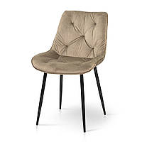 Красивий кухонний обідній м'який стілець бежевий велюровий для кухні їдальні в сучасному стилі Прадо мокрий пісок