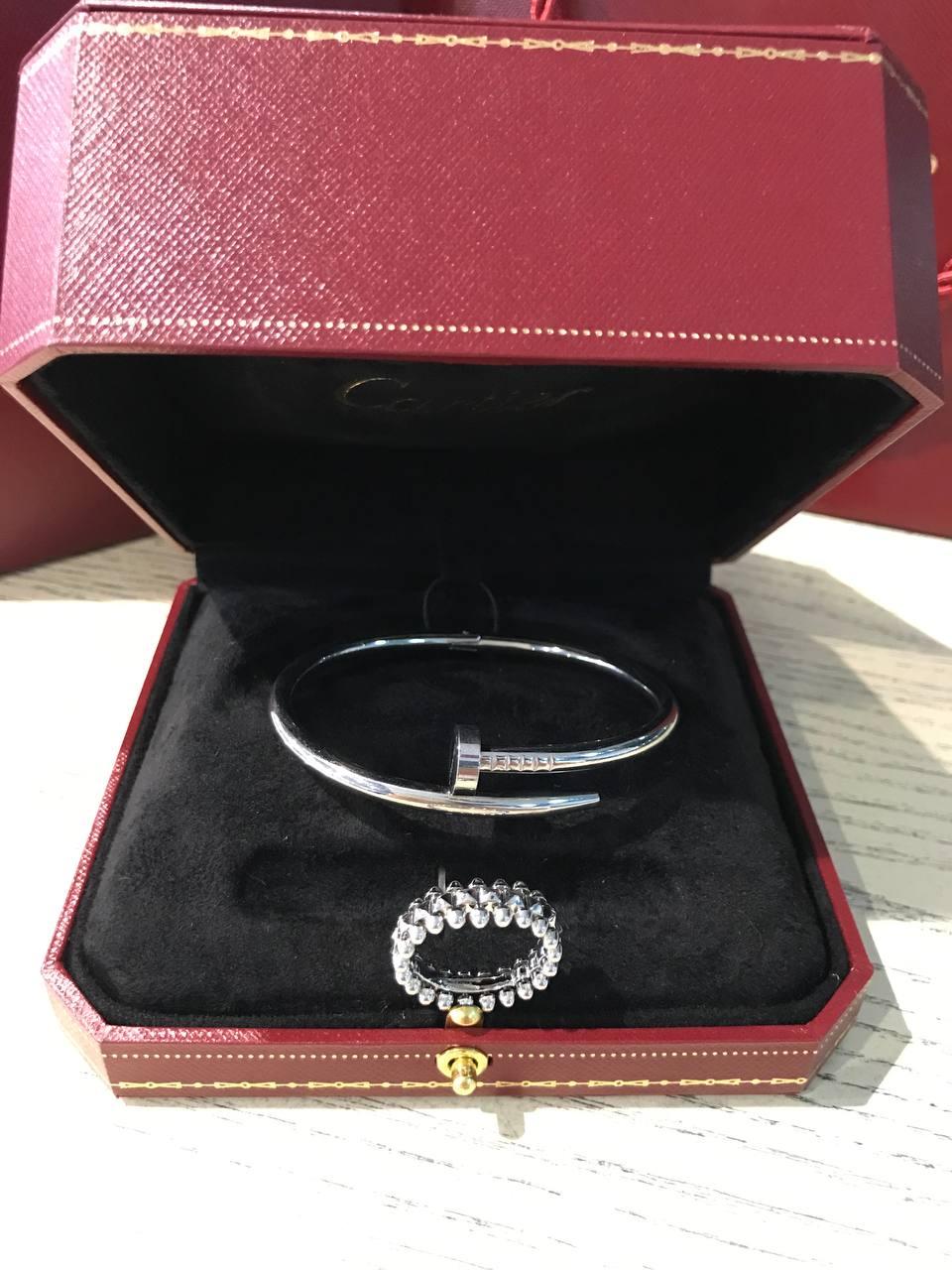 Cartier браслет цвях у серебрі та кільце зубчики / Cartier браслет і кільце