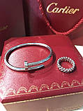 Cartier браслет цвях у серебрі та кільце зубчики / Cartier браслет і кільце, фото 4